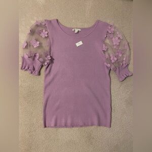 CATO lightweight short sleeve floral sweater- large NWT